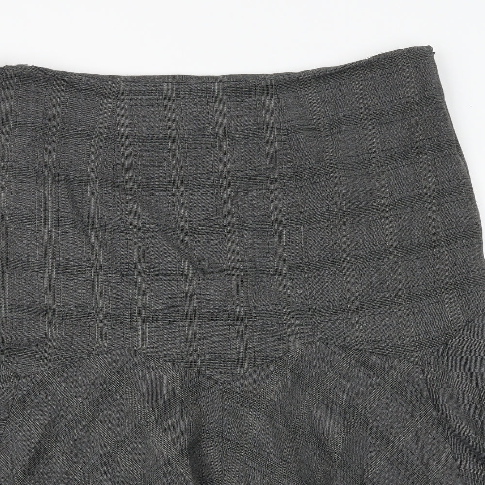 BHS Womens Grey Plaid Polyester Trumpet Skirt Size 18 Zip