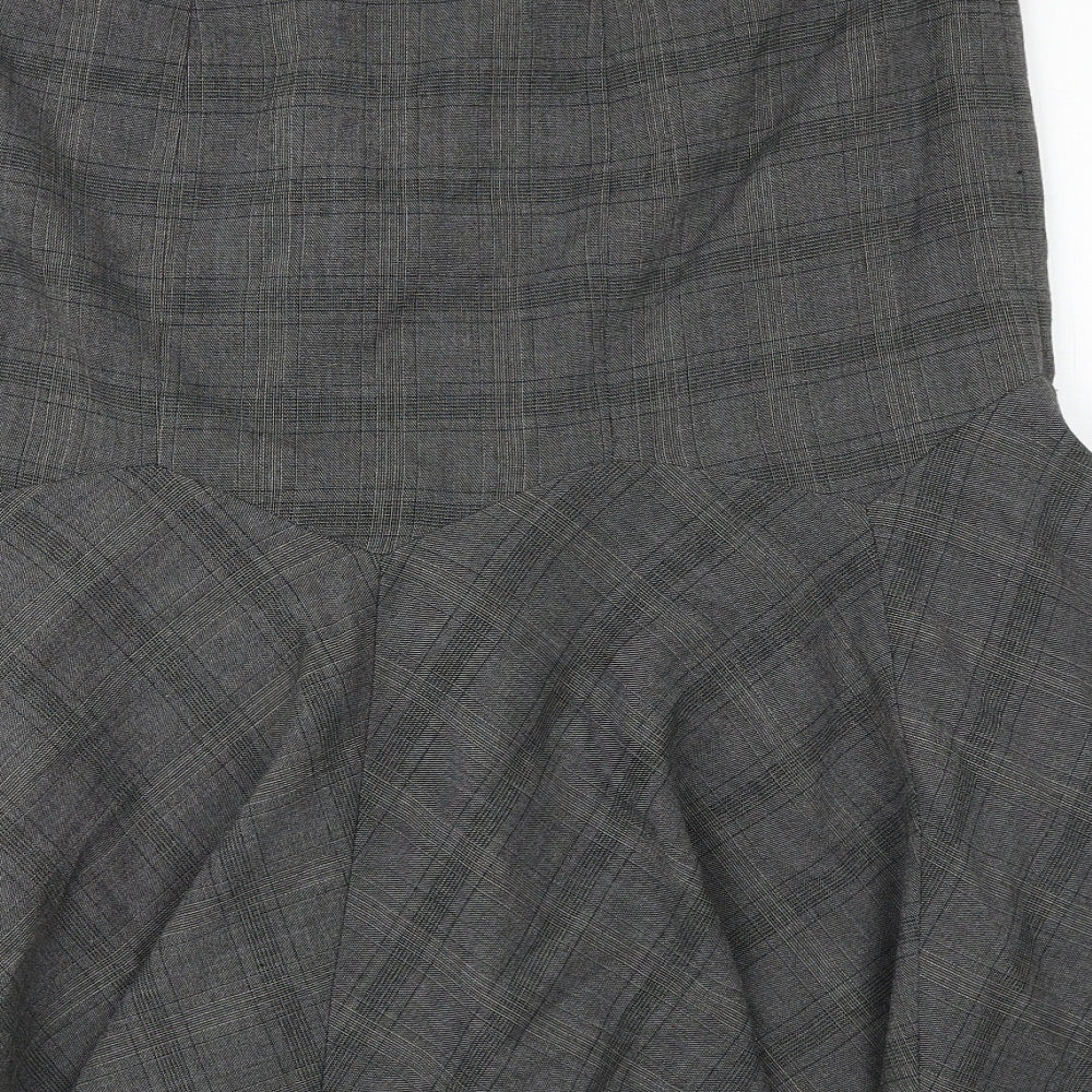 BHS Womens Grey Plaid Polyester Trumpet Skirt Size 18 Zip