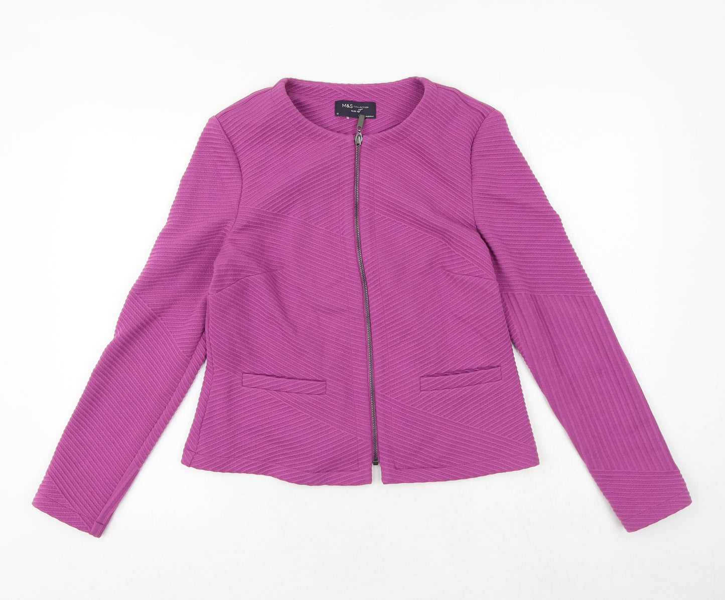 Marks and Spencer Womens Purple Jacket Size 12 Zip