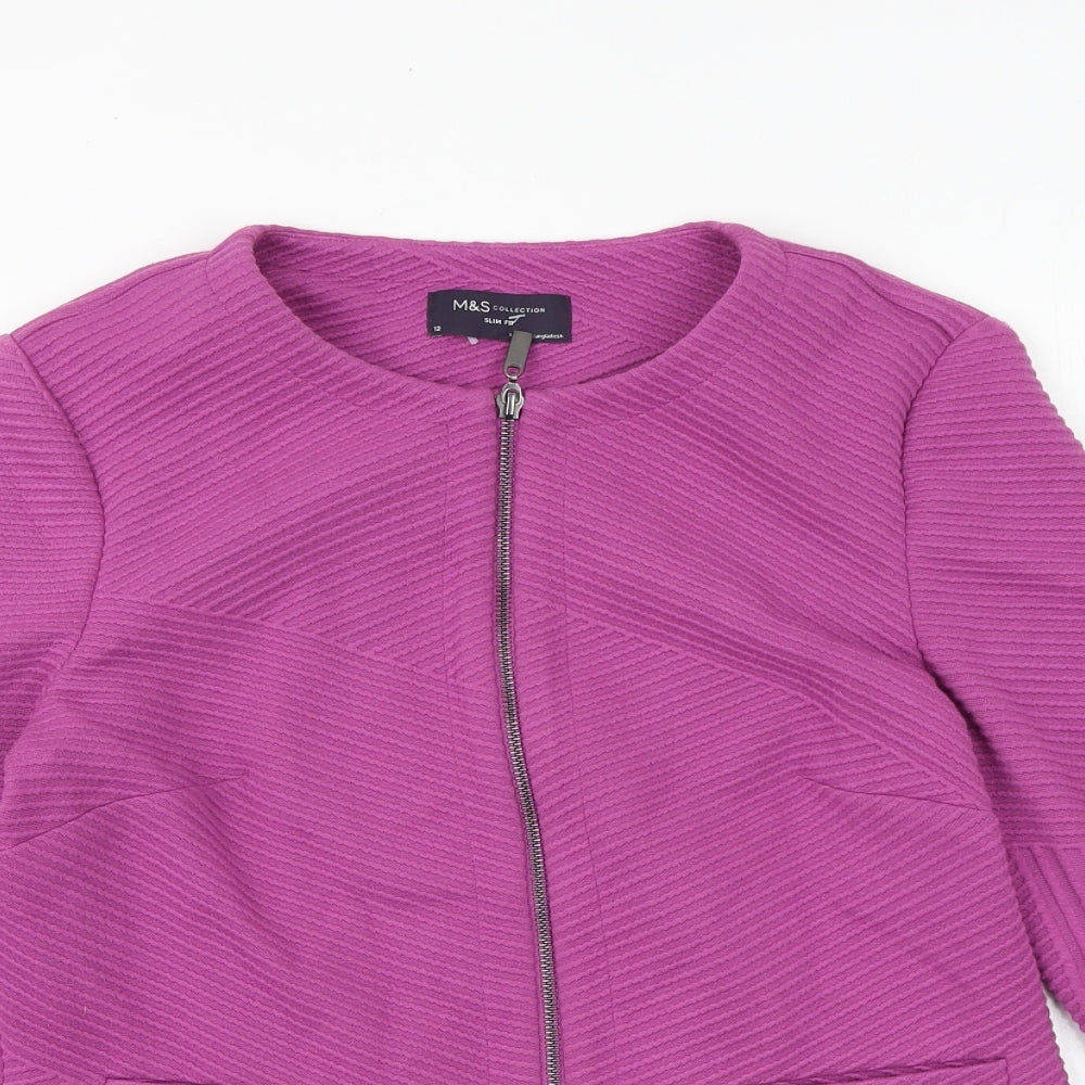 Marks and Spencer Womens Purple Jacket Size 12 Zip