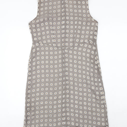 NEXT Womens Grey Floral Polyester Shift Size 12 V-Neck Zip