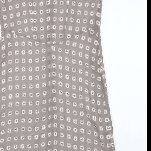 NEXT Womens Grey Floral Polyester Shift Size 12 V-Neck Zip