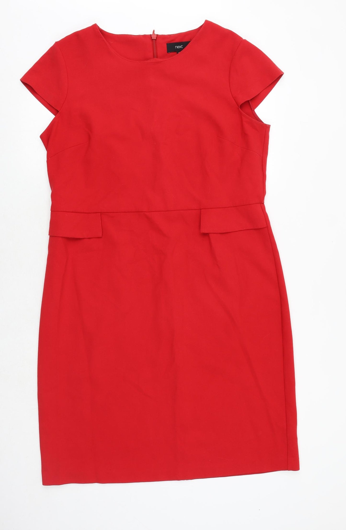 NEXT Womens Red Viscose Shift Size 18 Boat Neck Zip