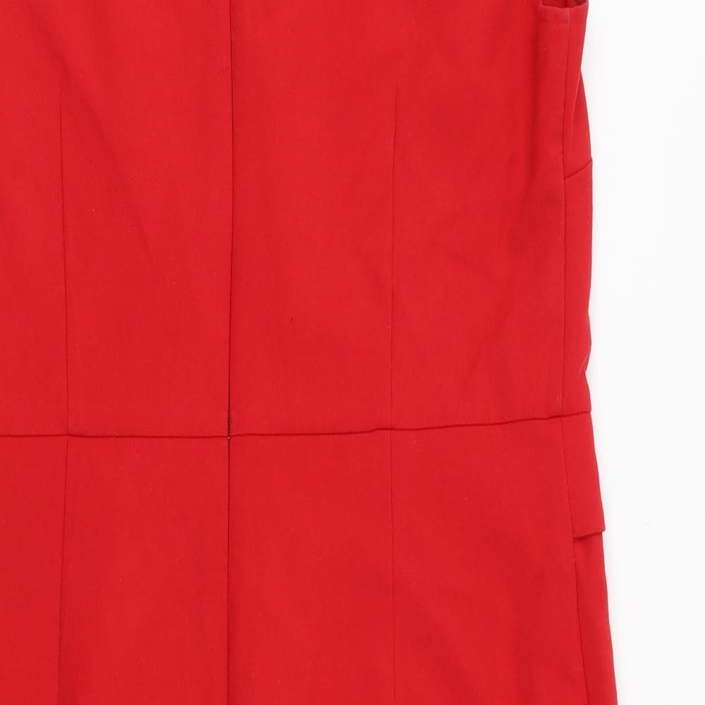 NEXT Womens Red Viscose Shift Size 18 Boat Neck Zip