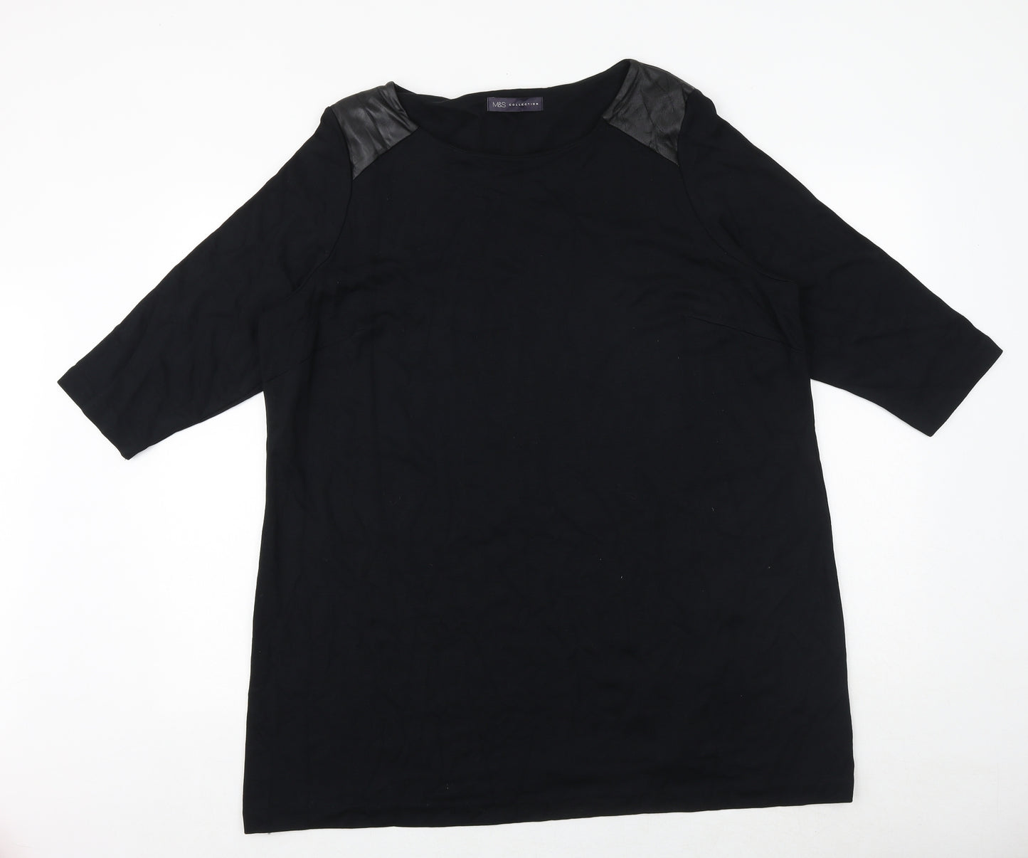 NEXT Womens Black Viscose Basic T-Shirt Size 22 Round Neck