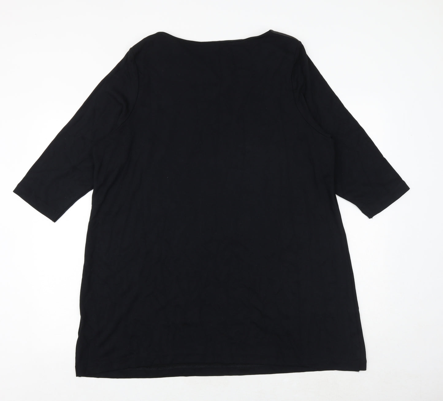 NEXT Womens Black Viscose Basic T-Shirt Size 22 Round Neck