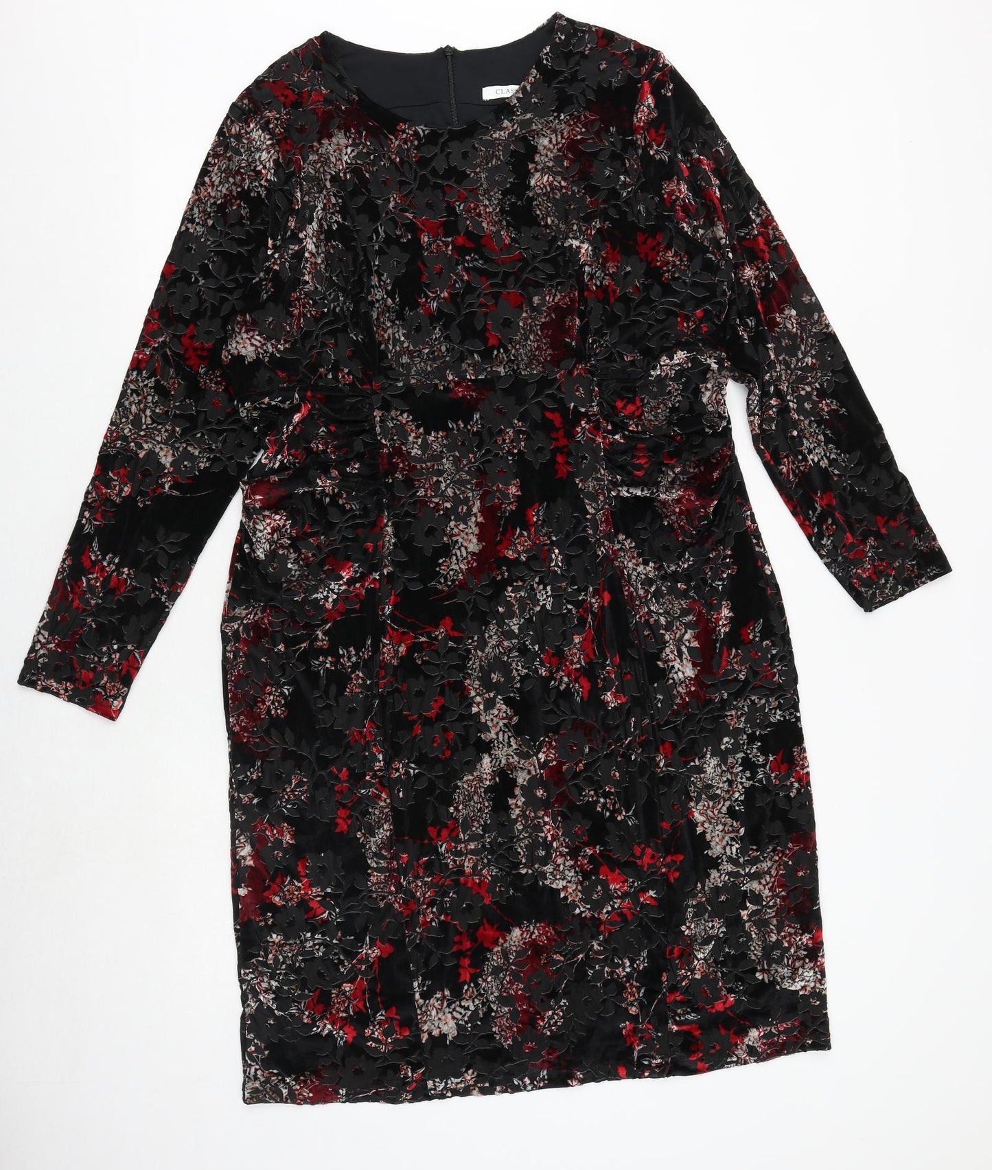 NEXT Womens Black Floral Polyamide Pencil Dress Size 20 Boat Neck Pullover