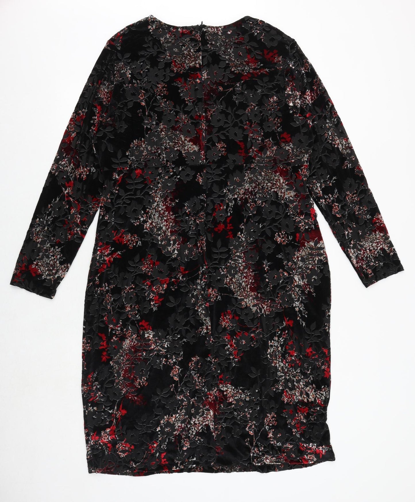 NEXT Womens Black Floral Polyamide Pencil Dress Size 20 Boat Neck Pullover