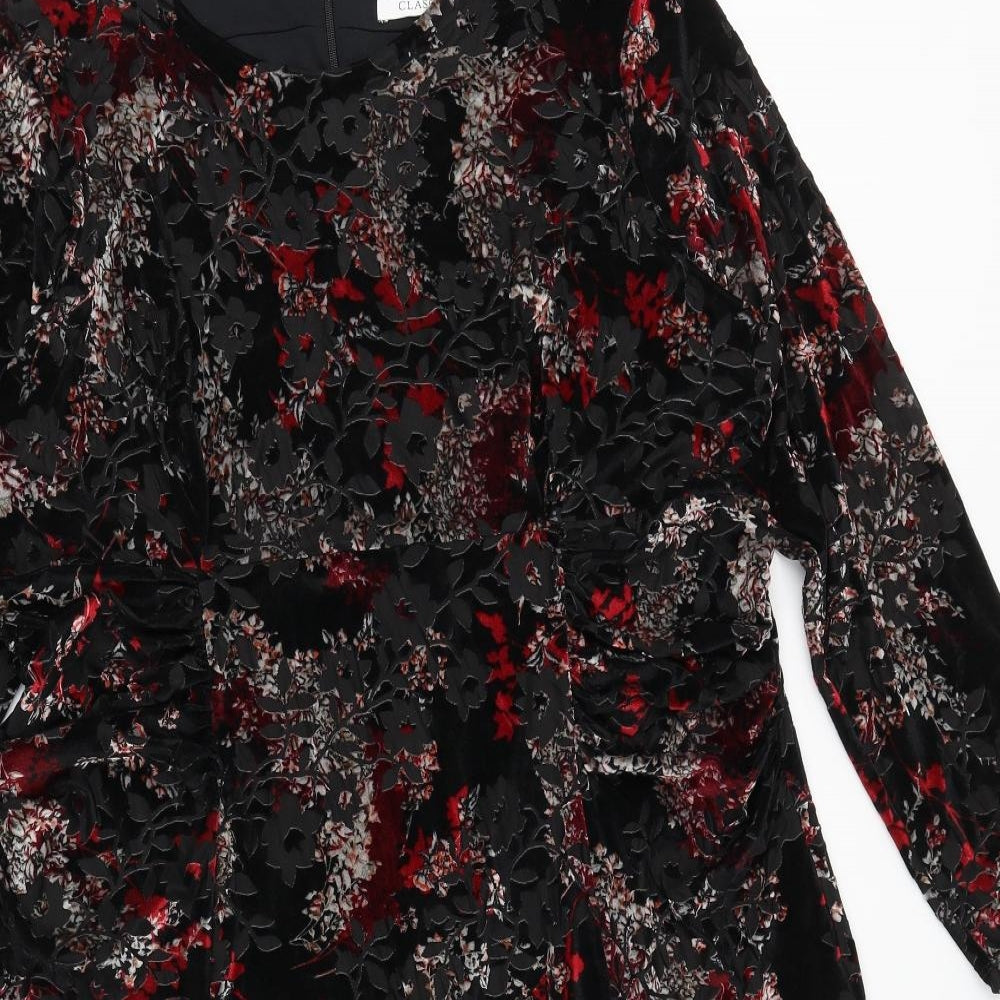 NEXT Womens Black Floral Polyamide Pencil Dress Size 20 Boat Neck Pullover