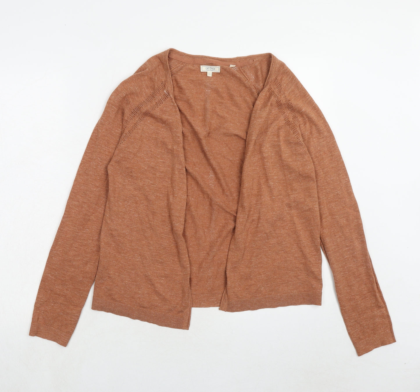 Fat Face Womens Orange V-Neck Cotton Cardigan Jumper Size 10