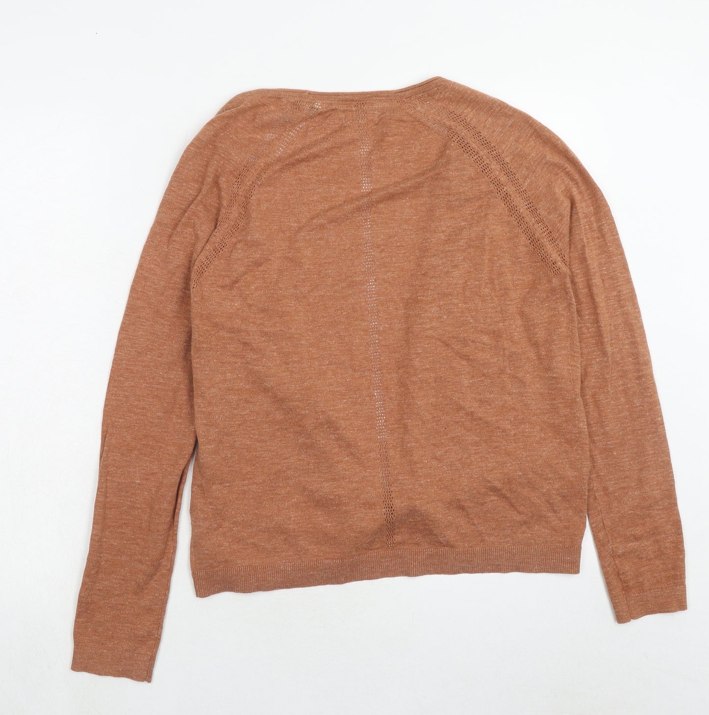 Fat Face Womens Orange V-Neck Cotton Cardigan Jumper Size 10