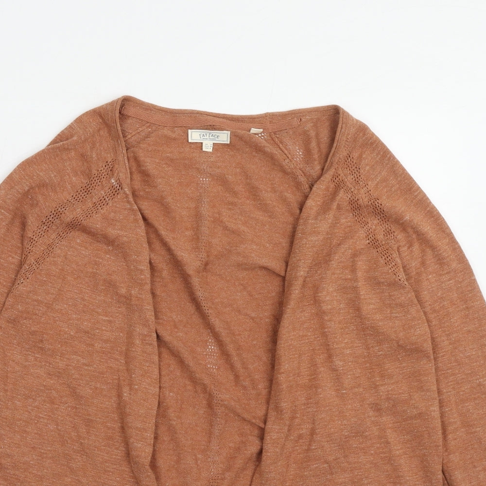Fat Face Womens Orange V-Neck Cotton Cardigan Jumper Size 10