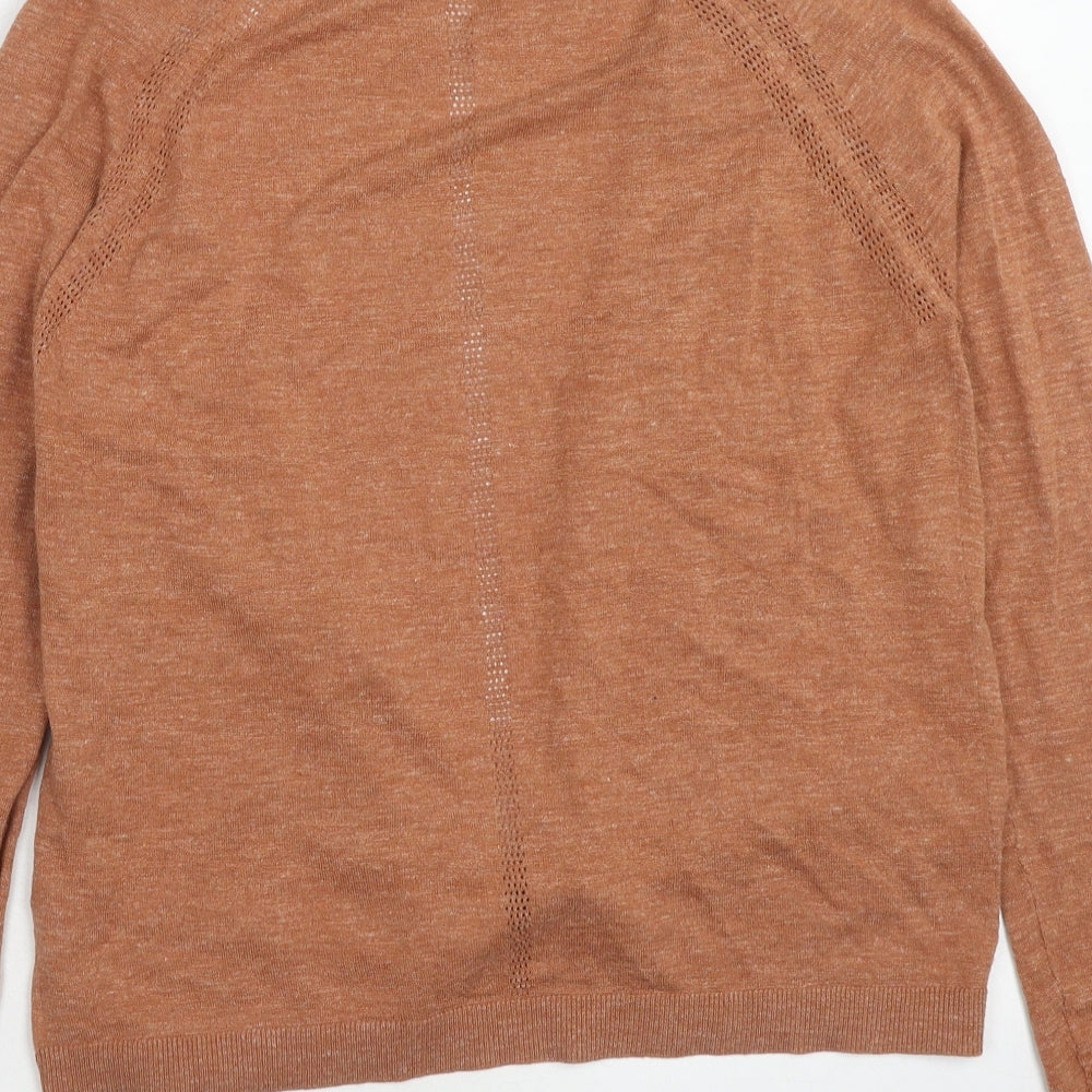 Fat Face Womens Orange V-Neck Cotton Cardigan Jumper Size 10