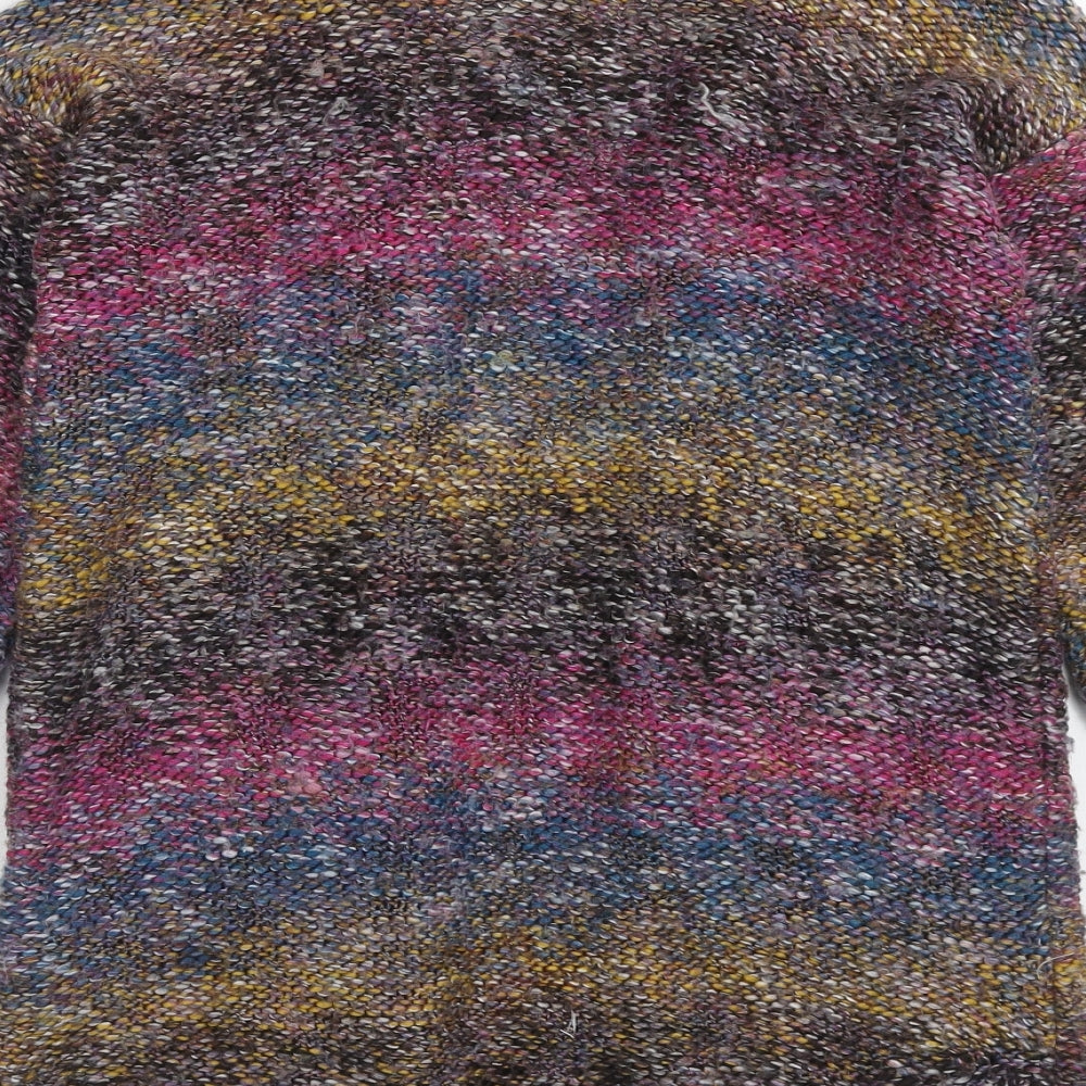 NEXT Girls Multicoloured V-Neck Striped Acrylic Cardigan Jumper Size 10 Years Pullover
