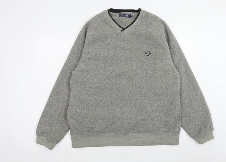 Maine Mens Grey Polyester Pullover Sweatshirt Size M