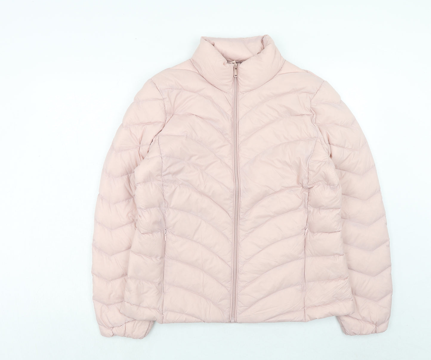 Marks and Spencer Womens Pink Quilted Jacket Size 14 Zip