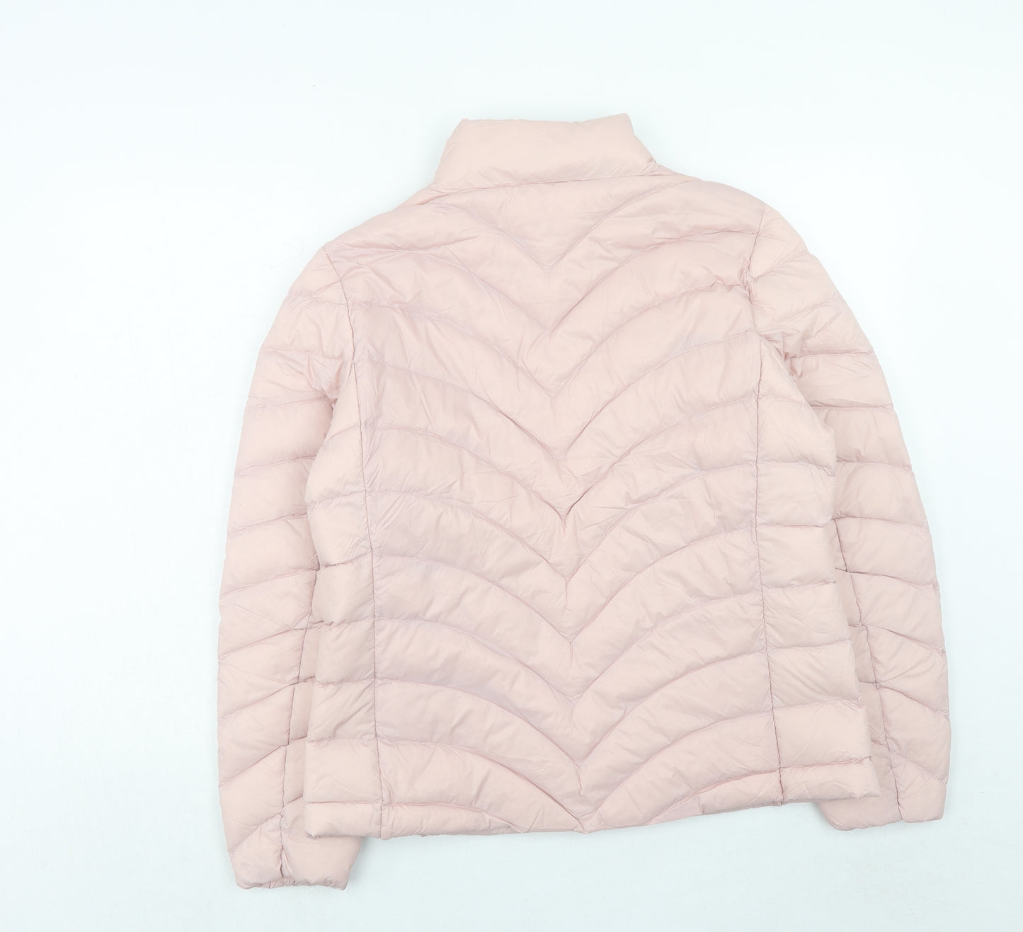 Marks and Spencer Womens Pink Quilted Jacket Size 14 Zip
