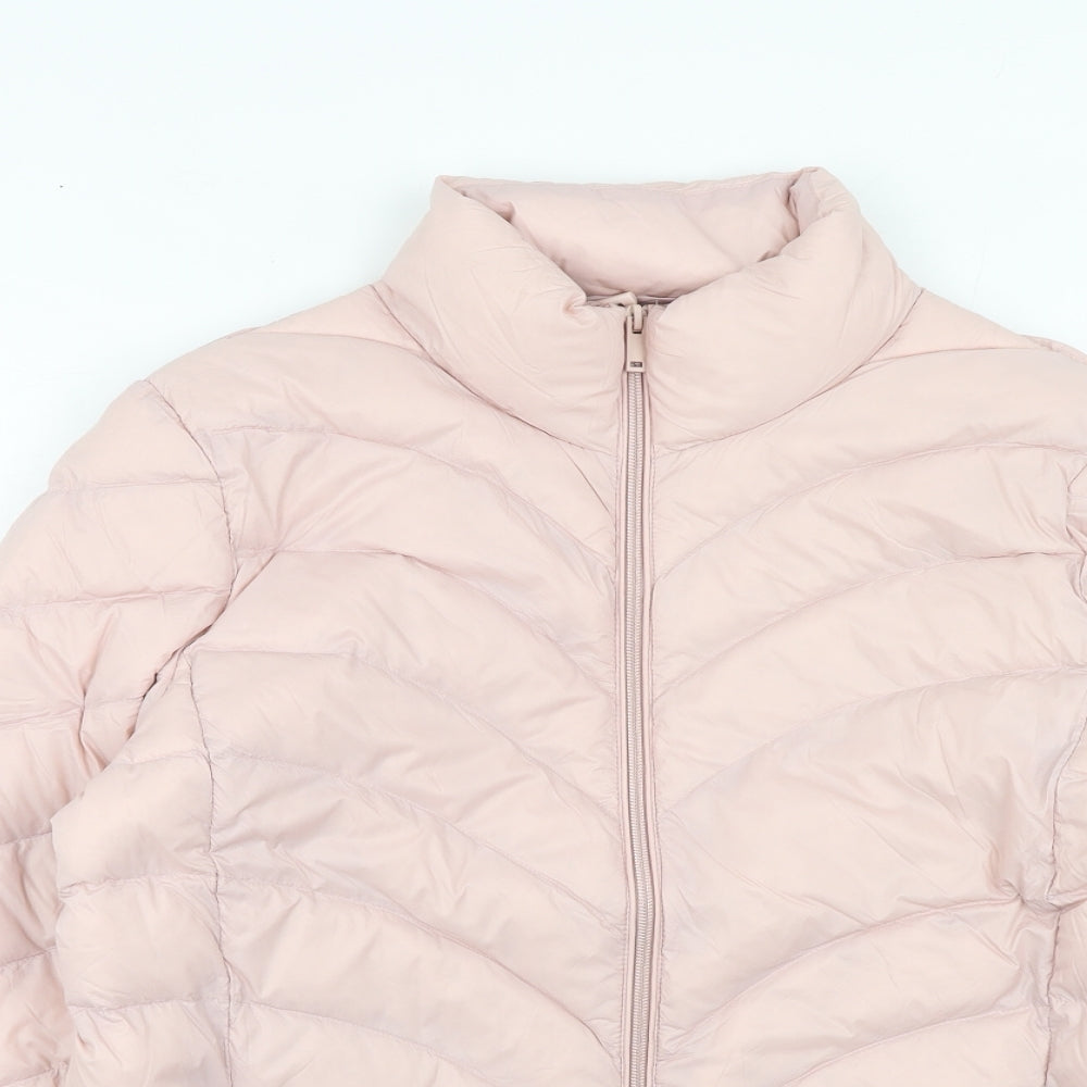 Marks and Spencer Womens Pink Quilted Jacket Size 14 Zip
