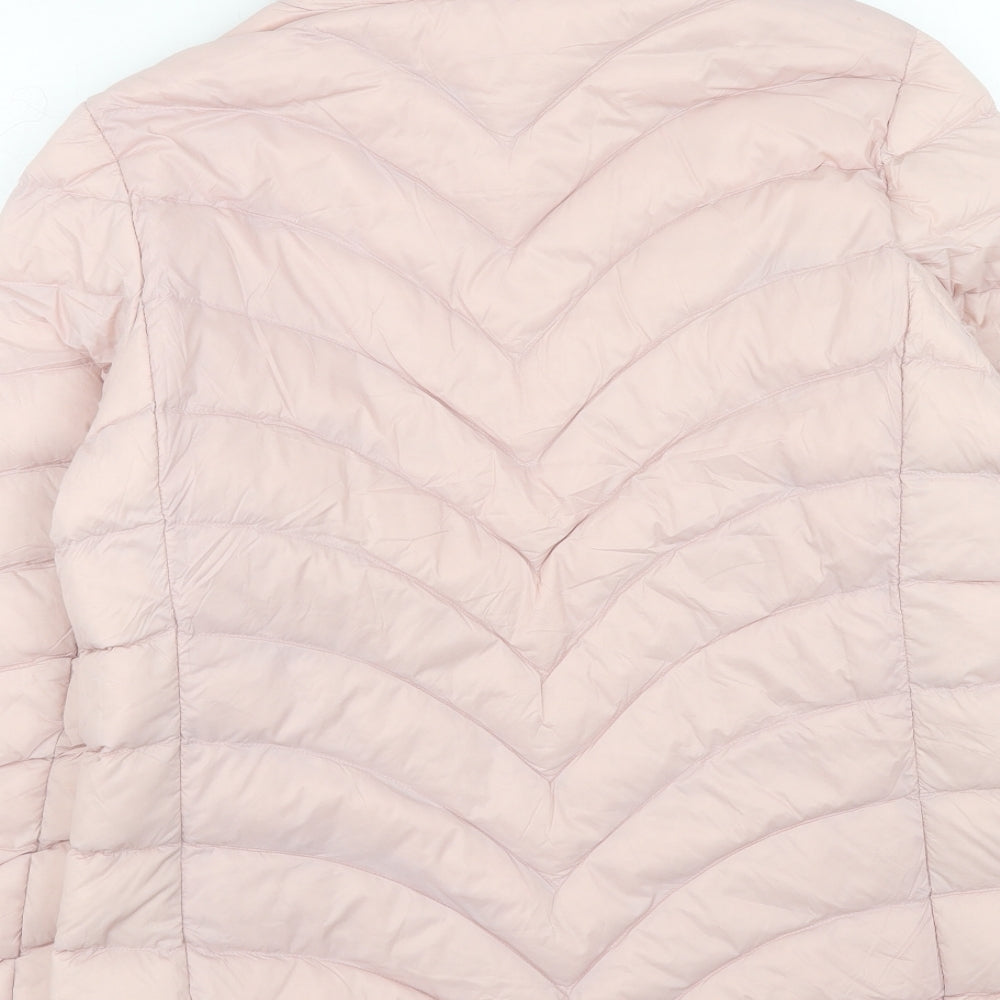 Marks and Spencer Womens Pink Quilted Jacket Size 14 Zip