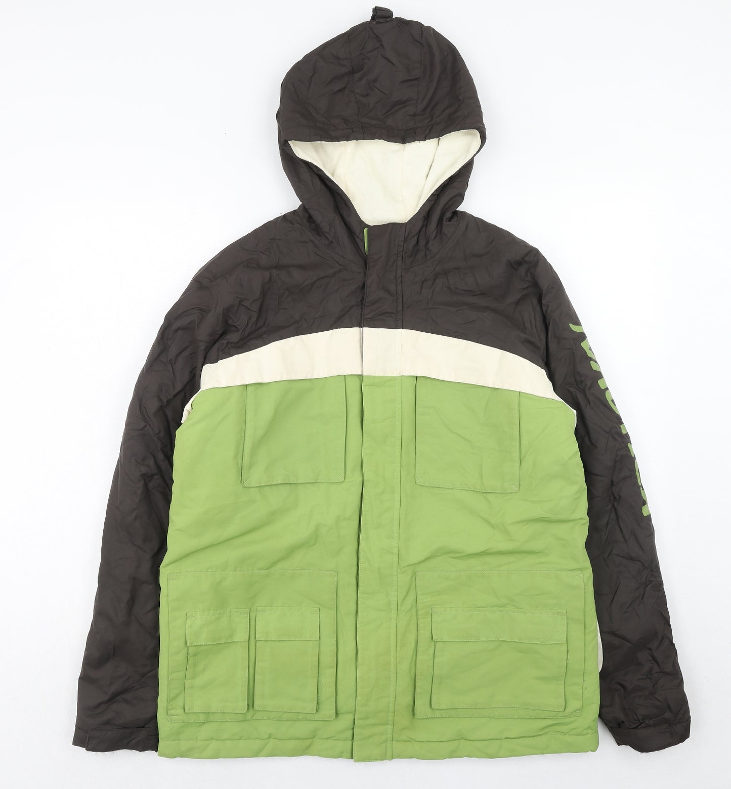 Nautica Womens Green Geometric Windbreaker Jacket Size 20 Zip