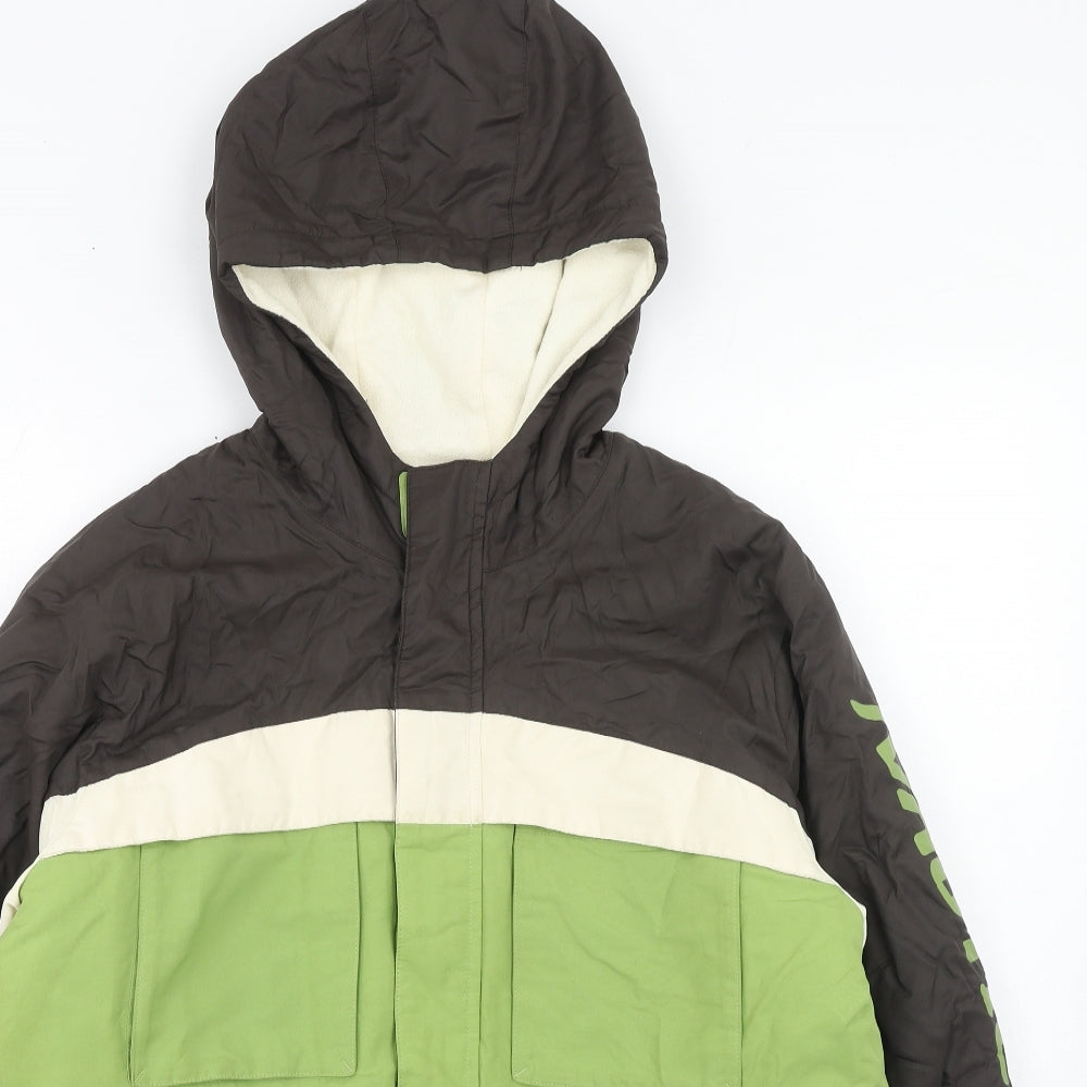 Nautica Womens Green Geometric Windbreaker Jacket Size 20 Zip