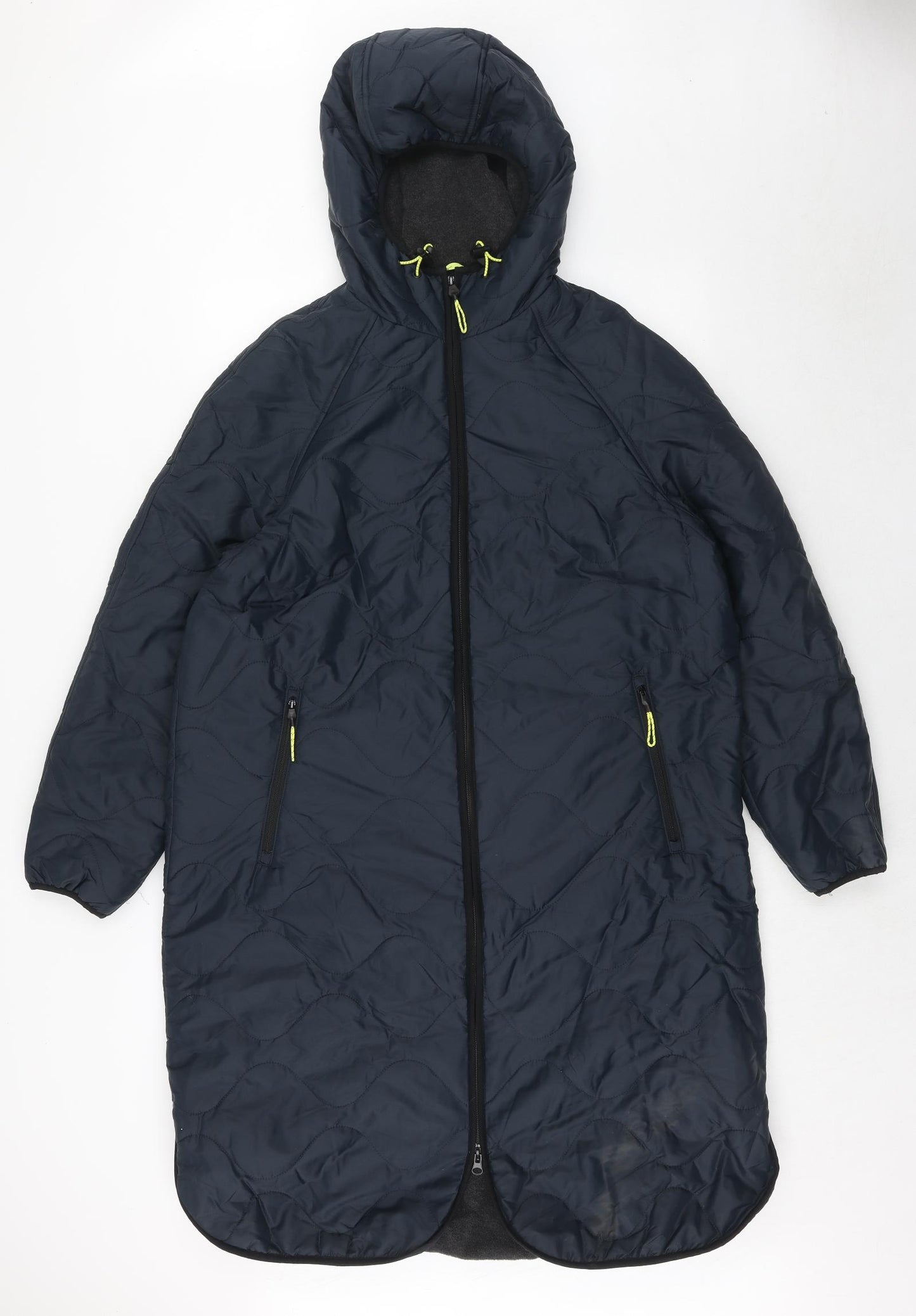 Marks and Spencer Womens Blue Quilted Coat Size 14 Zip