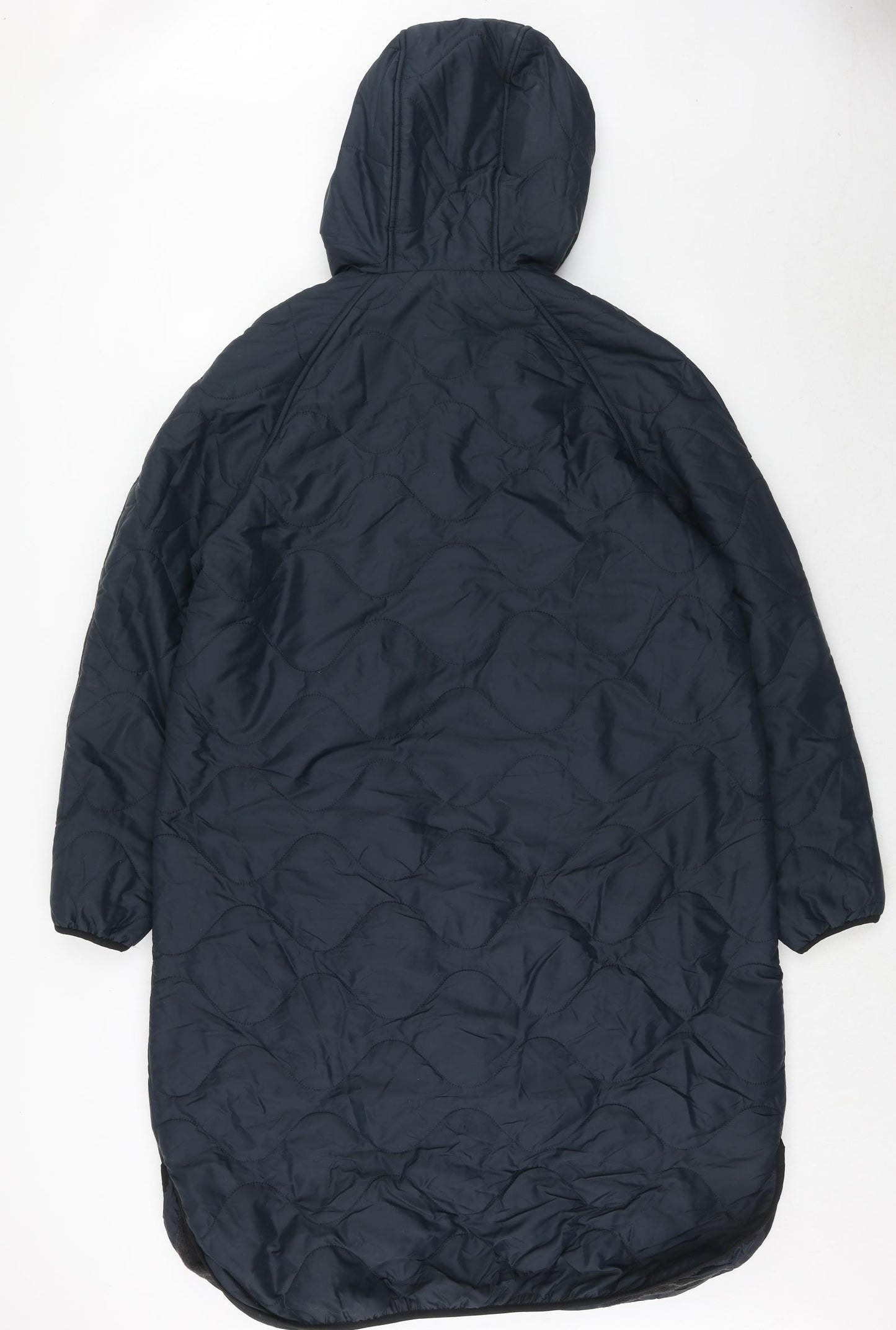 Marks and Spencer Womens Blue Quilted Coat Size 14 Zip