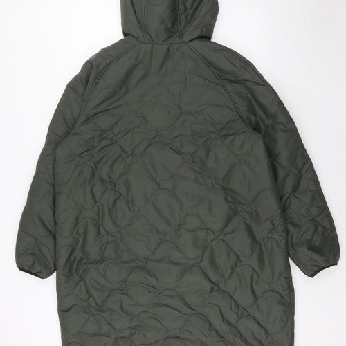 Marks and Spencer Womens Green Quilted Coat Size 16 Zip