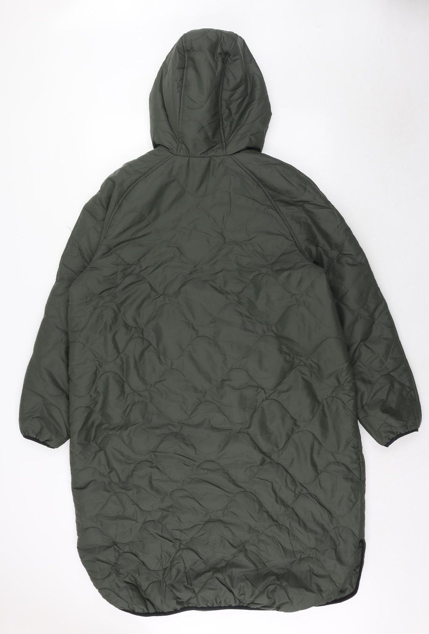 Marks and Spencer Womens Green Quilted Coat Size 16 Zip