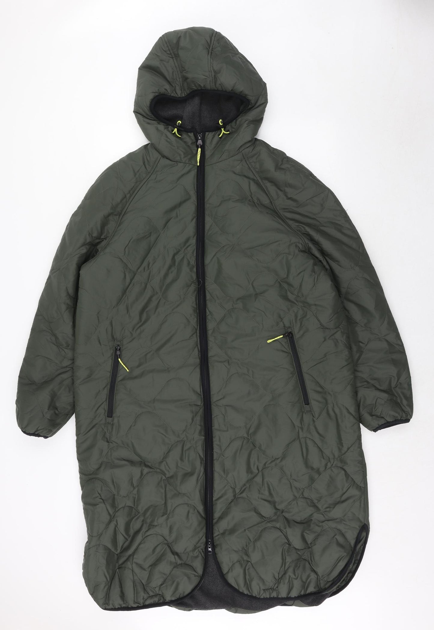 Marks and Spencer Womens Green Quilted Coat Size 12 Zip