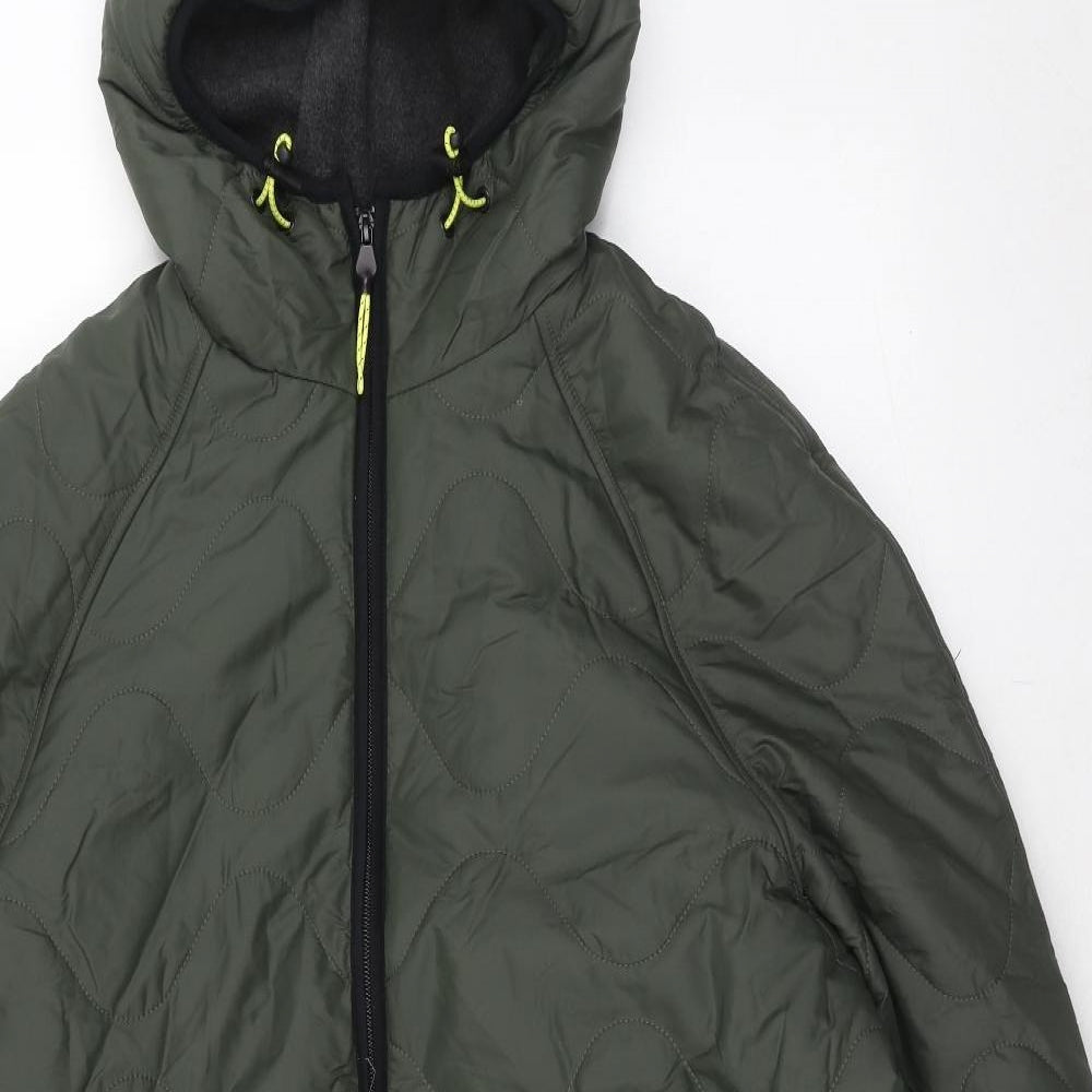 Marks and Spencer Womens Green Quilted Coat Size 12 Zip