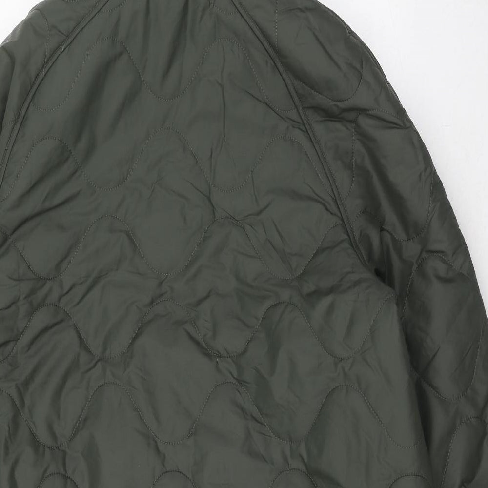 Marks and Spencer Womens Green Quilted Coat Size 12 Zip
