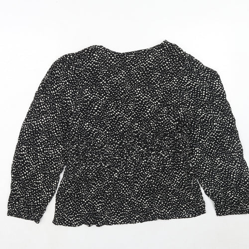 Per Una Womens Black Geometric Viscose Basic Blouse Size 12 V-Neck