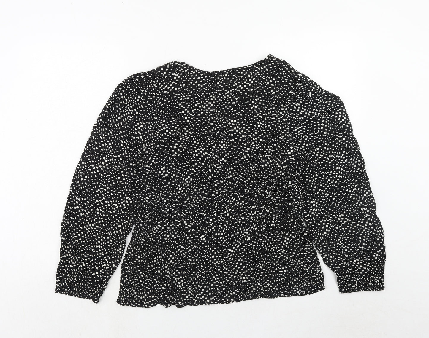 Per Una Womens Black Geometric Viscose Basic Blouse Size 12 V-Neck