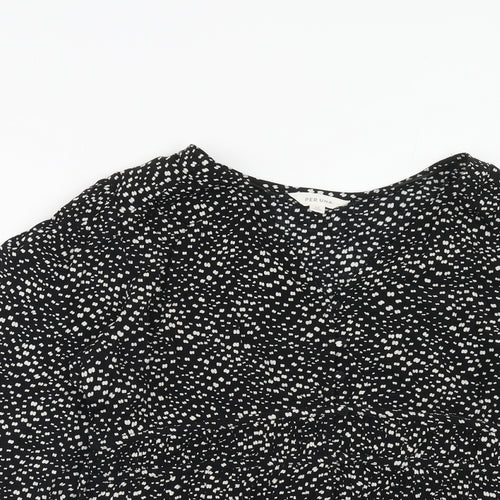 Per Una Womens Black Geometric Viscose Basic Blouse Size 12 V-Neck