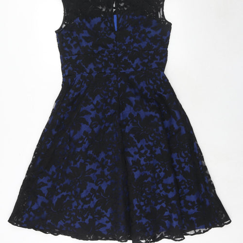 Phase Eight Womens Blue Polyamide Fit & Flare Size 14 Boat Neck Zip - Lace Overlay