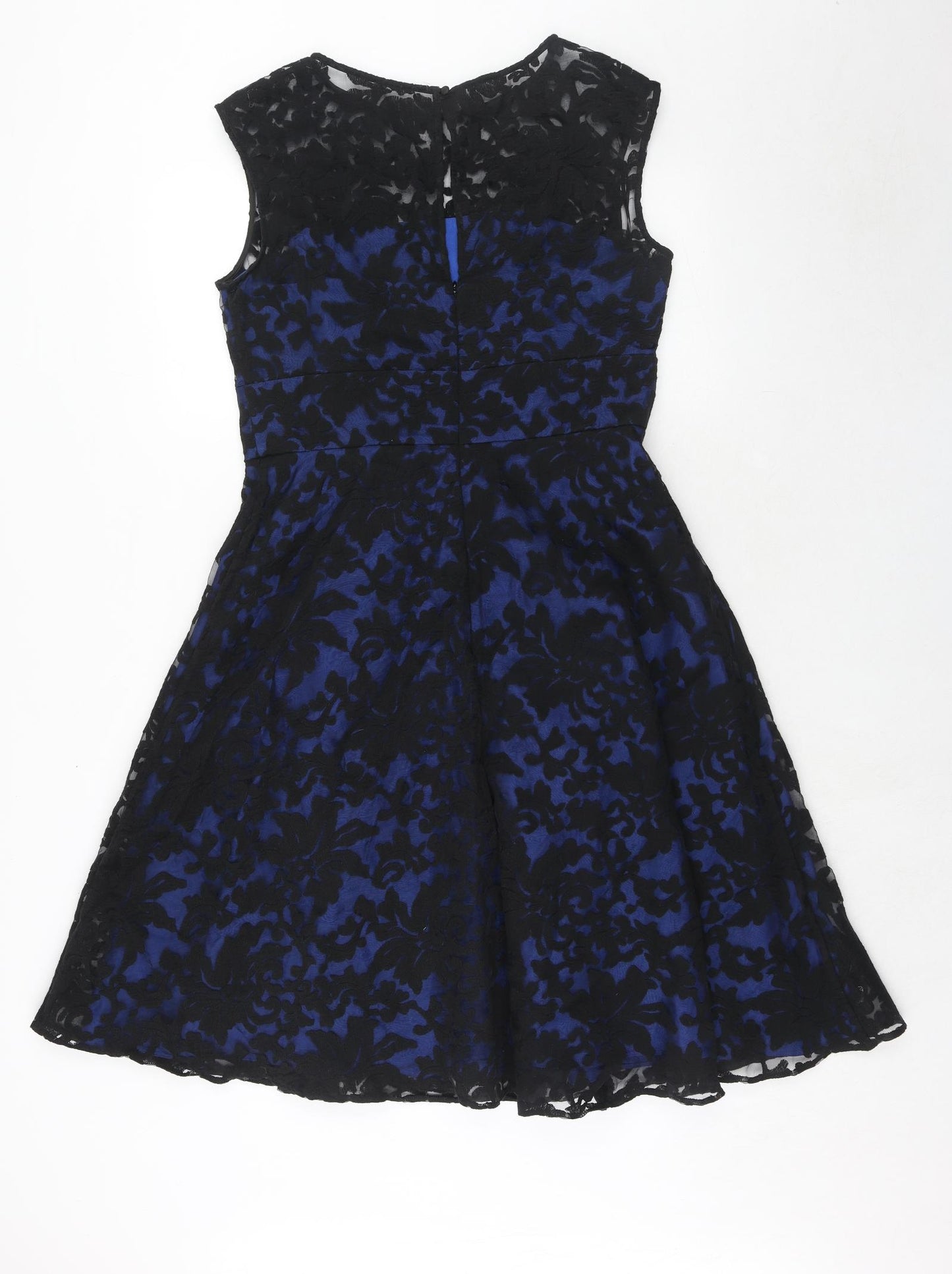 Phase Eight Womens Blue Polyamide Fit & Flare Size 14 Boat Neck Zip - Lace Overlay