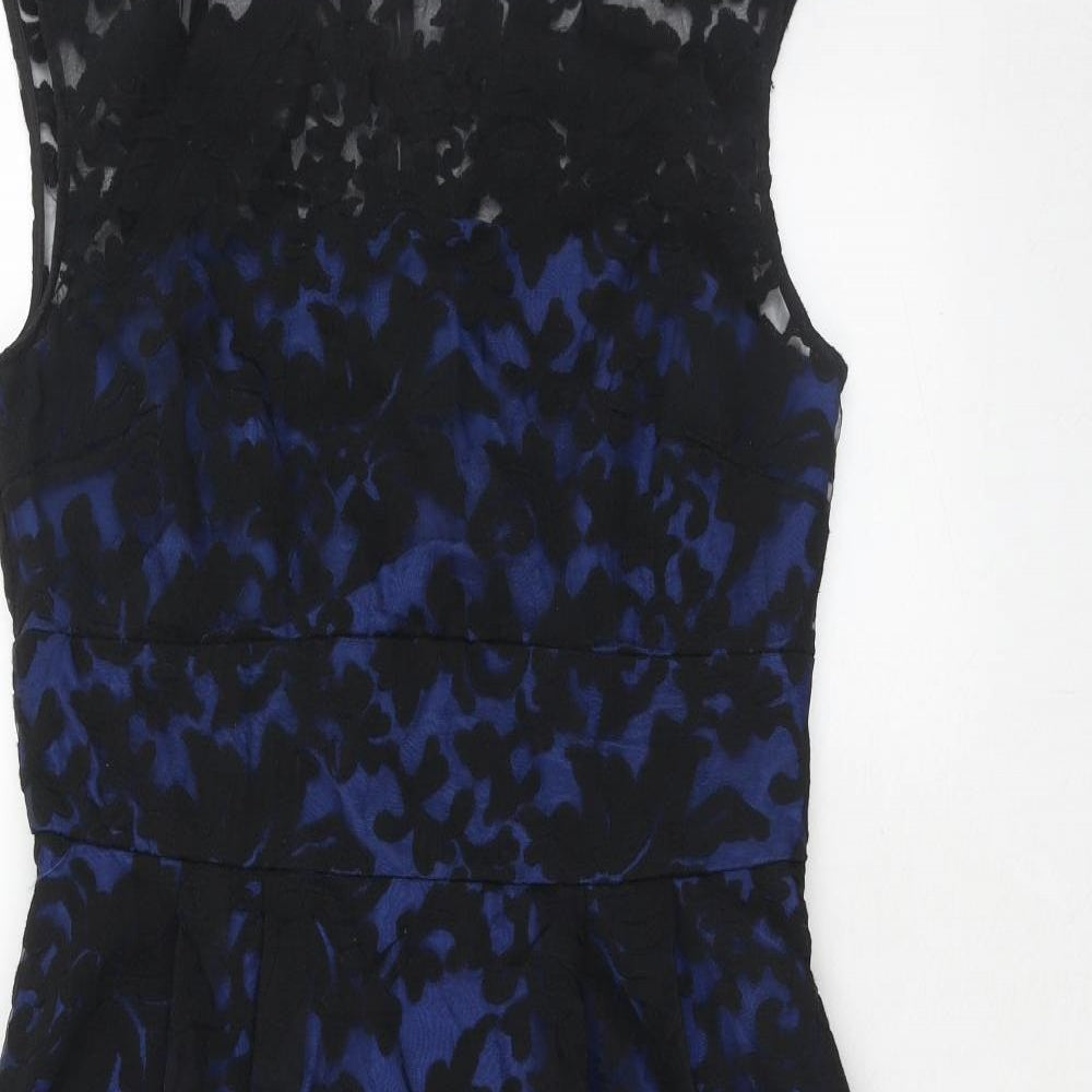 Phase Eight Womens Blue Polyamide Fit & Flare Size 14 Boat Neck Zip - Lace Overlay