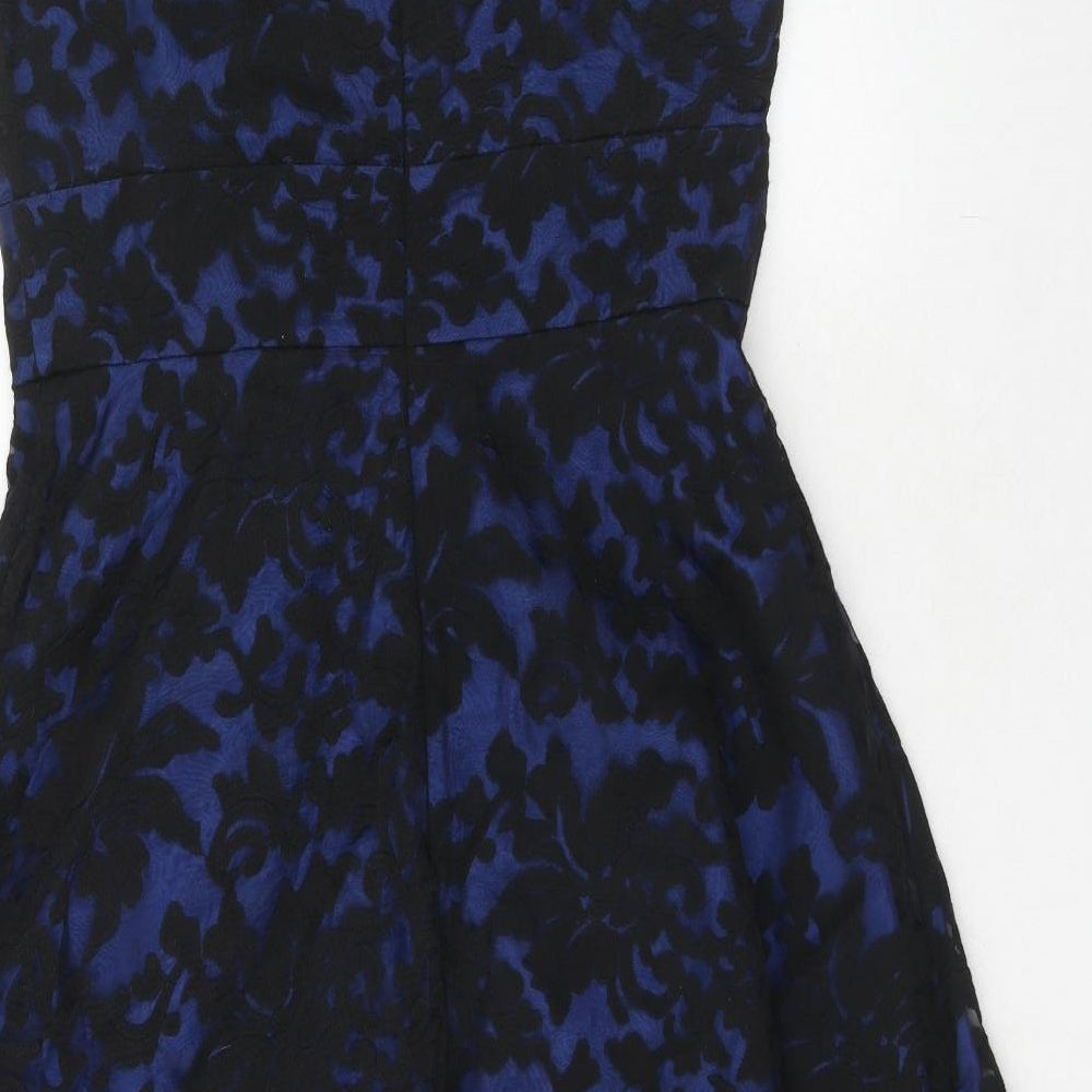 Phase Eight Womens Blue Polyamide Fit & Flare Size 14 Boat Neck Zip - Lace Overlay
