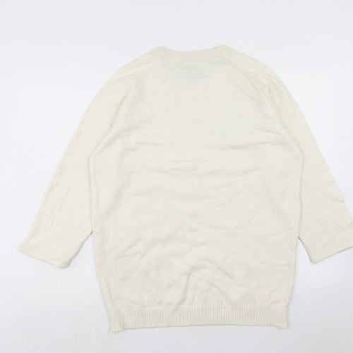 Roundtree & Yorke Womens Ivory Round Neck Wool Pullover Jumper Size XL