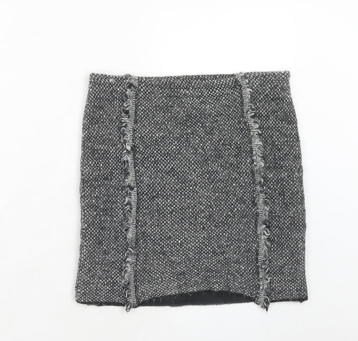 Maria Bellentani Womens Grey Geometric Acrylic A-Line Skirt Size 8