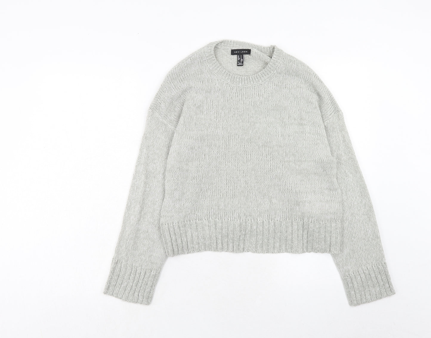 New Look Womens Grey Round Neck Acrylic Pullover Jumper Size S