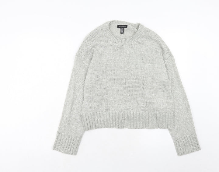 New Look Womens Grey Round Neck Acrylic Pullover Jumper Size S