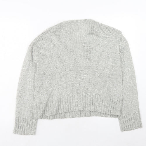 New Look Womens Grey Round Neck Acrylic Pullover Jumper Size S