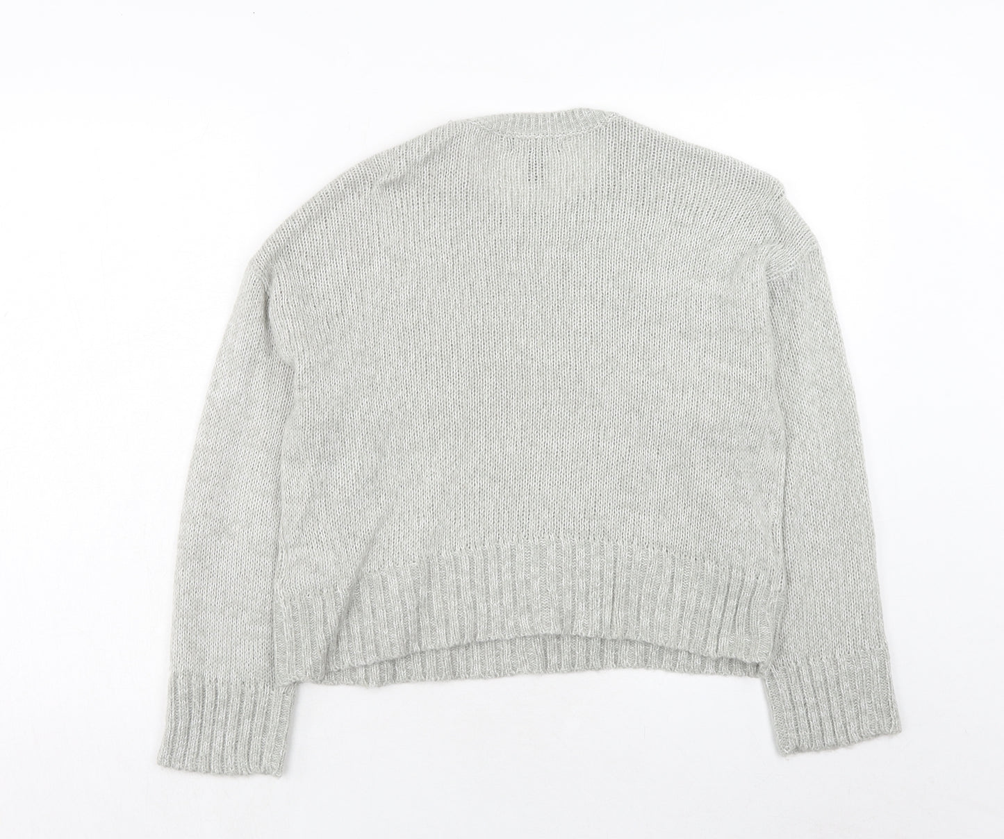 New Look Womens Grey Round Neck Acrylic Pullover Jumper Size S