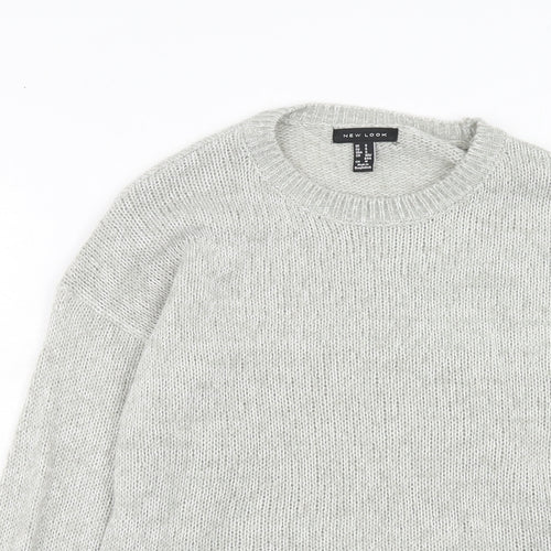 New Look Womens Grey Round Neck Acrylic Pullover Jumper Size S