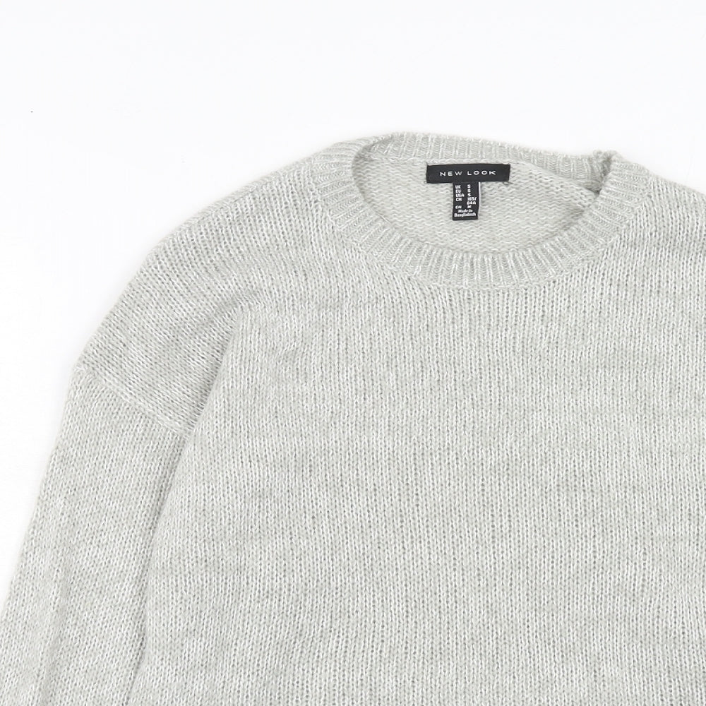 New Look Womens Grey Round Neck Acrylic Pullover Jumper Size S