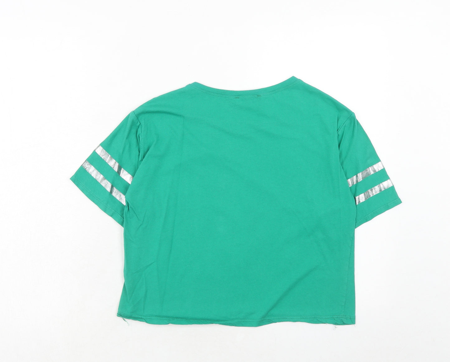 Dakfrogs Womens Green Cotton Basic T-Shirt Size L Round Neck