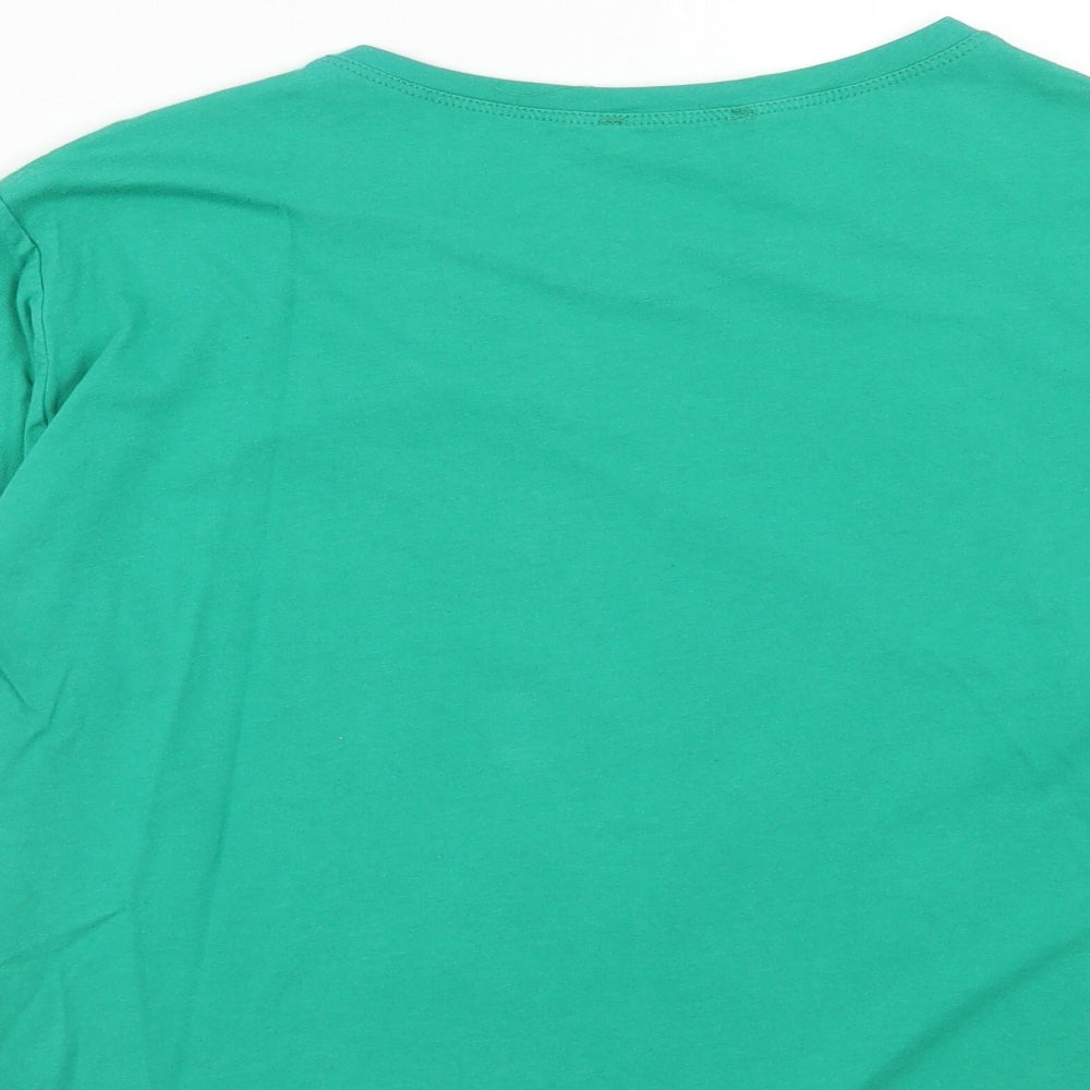 Dakfrogs Womens Green Cotton Basic T-Shirt Size L Round Neck