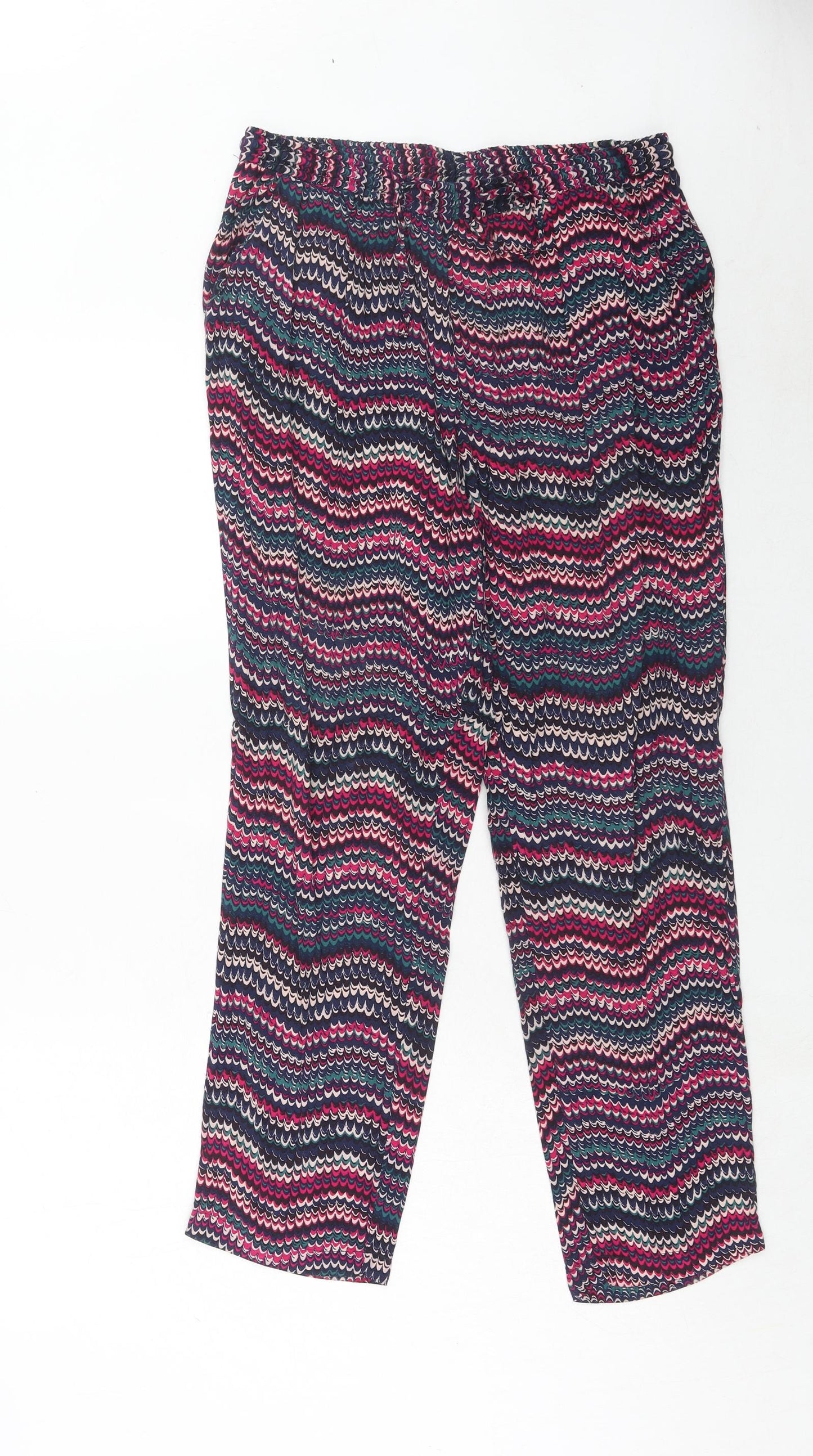 MANTARAY PRODUCTS Womens Multicoloured Geometric Viscose Trousers Size 12 Regular Drawstring